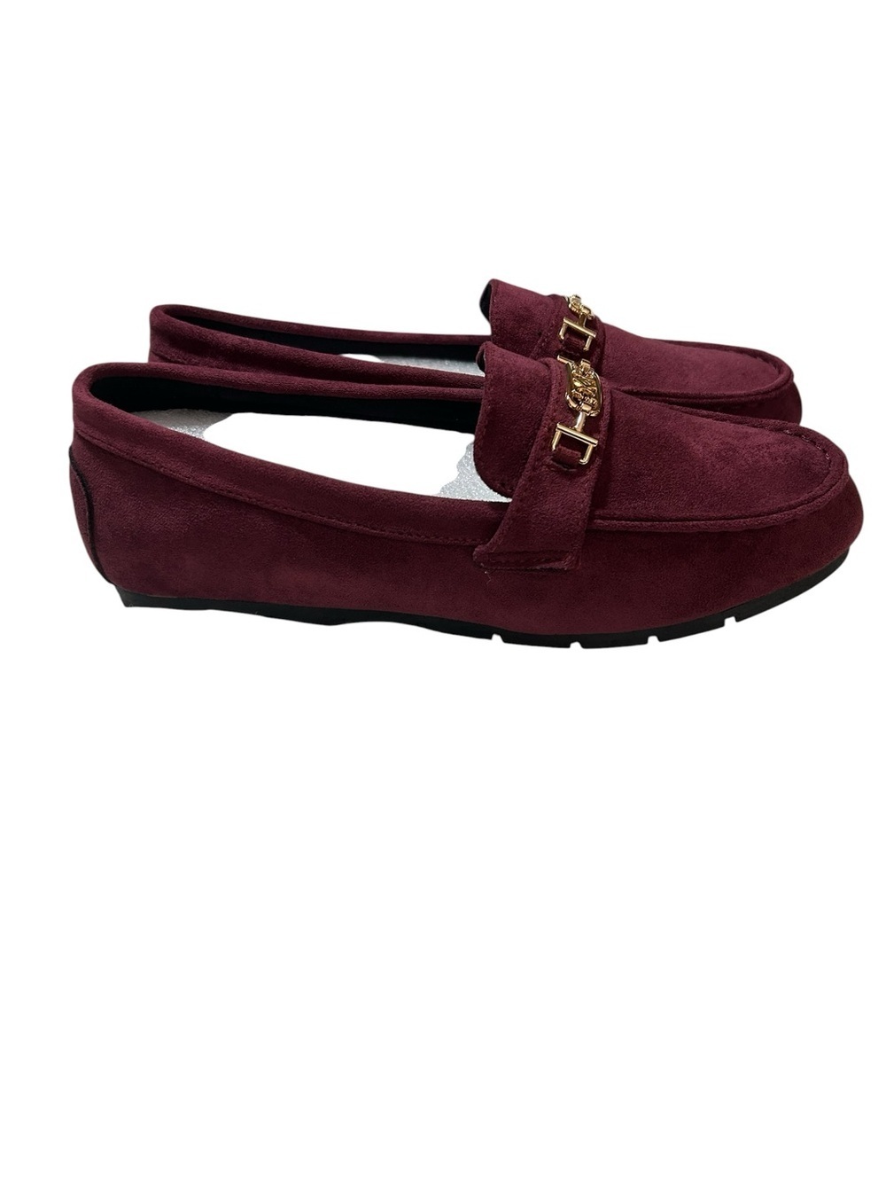 Burgundy Slip-On Loafers with Gold Accent size 8 women’s